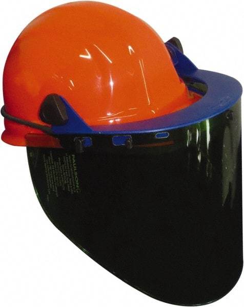 PRO-SAFE - Nylon Orange Ratchet Adjustment, Face Shield & Headgear Set - 20" Wide x 10" High x 0.06" Thick, Anti-Fog, Green Window - Americas Industrial Supply