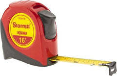 Starrett - 16' x 3/4" Yellow Blade Tape Measure - 1/16" Graduation, S1 Graduation Style, Red Case - Americas Industrial Supply