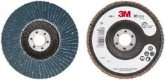 3M - 80 Grit, 4" Disc Diam, 5/8" Center Hole, Type 29 Zirconia Alumina Flap Disc - 13,300 Max RPM, Cloth Backing, Arbor Attaching System, Coated - Americas Industrial Supply
