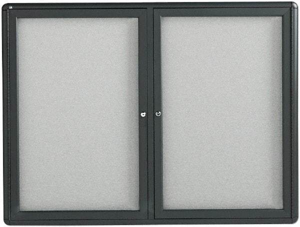 Quartet - 48" Wide x 36" High Enclosed Cork Bulletin Board - Fabric Covered, Gray - Americas Industrial Supply