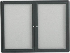 Quartet - 48" Wide x 36" High Enclosed Cork Bulletin Board - Fabric Covered, Gray - Americas Industrial Supply