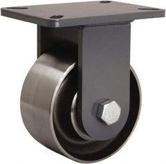 Hamilton - 6" Diam x 3" Wide x 8" OAH Top Plate Mount Rigid Caster - Forged Steel, 4,500 Lb Capacity, Tapered Roller Bearing, 5-1/4 x 7-1/4" Plate - Americas Industrial Supply