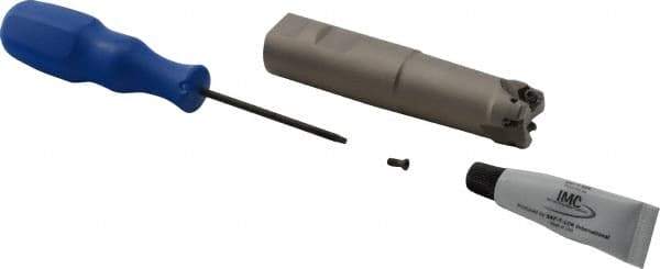 Iscar - 1" Cut Diam, 0.043" Max Depth, 1" Shank Diam, Weldon Shank Indexable High-Feed End Mill - Screw Holding Method, H600 WXCU 05 Insert, FF EWX-05 Toolholder, Through Coolant - Americas Industrial Supply