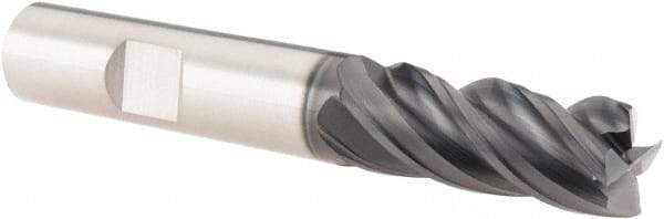 SGS - 1/2", 1-1/4" LOC, 1/2" Shank Diam, 3-1/4" OAL, 4 Flute, Solid Carbide Square End Mill - Single End, AlTiN Finish, Spiral Flute, Variable° Helix, Centercutting, Right Hand Cut, Right Hand Flute, Series Z1 - Americas Industrial Supply