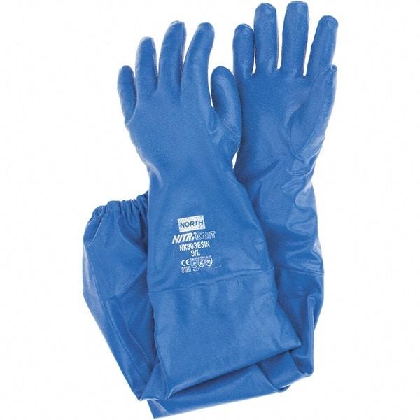Honeywell - 26" Long, Nitrile Chemical Resistant Gloves - Blue - Americas Industrial Supply