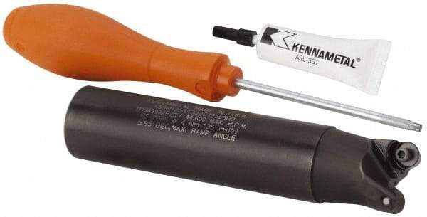 Kennametal - 1-1/4" Cutting Diam, 1-1/4" Shank Diam, 1-1/4" Max Depth of Cut, Straight Shank Indexable Copy End Mill - 2 Inserts, RP.T 43.. Insert, KSRM Toolholder, Through Coolant - Americas Industrial Supply