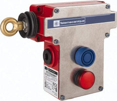 Telemecanique Sensors - 10 Amp, 2NO/2NC Configuration, Rope Operated Limit Switch - Pushbutton Reset, Rope Pull, Pilot Light Indicator, 300 VAC - Americas Industrial Supply