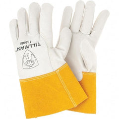 TILLMAN - Welder's & Heat Protective Gloves - 4" NATRL/TAN MED 1/PR COWHIDE MIG WELDING GLV - Americas Industrial Supply