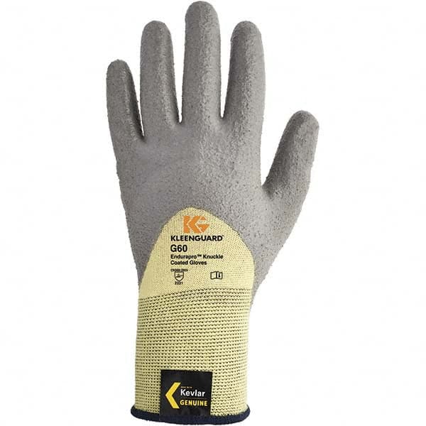 KleenGuard - Size 2XL (11), ANSI Cut Lvl 2, Polyurethane Coated Kevlar Cut Resistant Gloves - 10.2362" Long, Palm, Fingers & Knuckles Coated, Knit Wrist, Yellow/Gray, Paired - Americas Industrial Supply