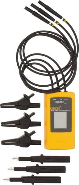 Fluke - 3 Phase, 40 to 700 VAC, 15 to 400 Hz, 32 to 104°F, LCD Display Phase Rotation Tester - No Battery Required, Includes Alligator Clips, Self-Retaining Test Probes, User Manual, EN 61010, EN 61557-7 - Americas Industrial Supply