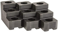 H & R Manufacturing - 15" Max Chuck Diam Compatibility, Case Hardened Steel 1.5mm x 60° Serrated Hard Lathe Top Jaws - 2 Steps, 0.866" Groove Width, 2-1/2" Wide x 5-1/2" Long x 3-15/32" High - Americas Industrial Supply