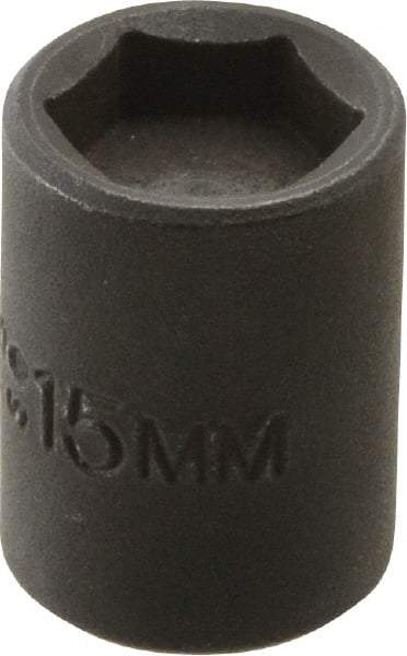 Proto - 3/8" Drive 15mm Standard Magnetic Impact Socket - 6 Points, 1-3/16" OAL - Americas Industrial Supply