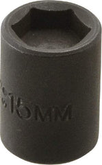 Proto - 3/8" Drive 15mm Standard Magnetic Impact Socket - 6 Points, 1-3/16" OAL - Americas Industrial Supply