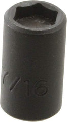 Proto - 3/8" Drive 7/16" Standard Magnetic Impact Socket - 6 Points, 1-3/32" OAL - Americas Industrial Supply