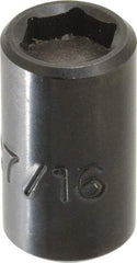 Proto - 3/8" Drive, 7/16" Socket, Power Socket - 6 Points, 1-3/16" OAL - Americas Industrial Supply