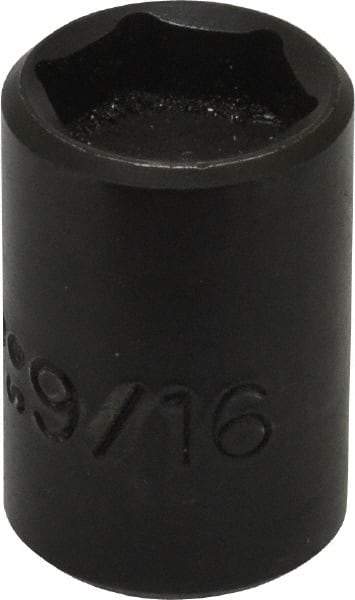 Proto - 3/8" Drive, 9/16" Socket, Power Socket - 6 Points, 1-3/16" OAL - Americas Industrial Supply