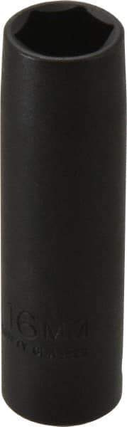 Proto - 1/2" Drive 16mm Deep Thin Wall Impact Socket - 6 Points, 3-1/4" OAL - Americas Industrial Supply