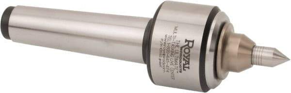 Royal Products - Straight Shank, 2-1/4" Head Diam Live Center - 5,000 Max RPM, 1.69" Long Case, 1/2" Point Diam, 0.94" Point Len, 350 Lb Max Workpiece, Spring Loaded Point - Americas Industrial Supply