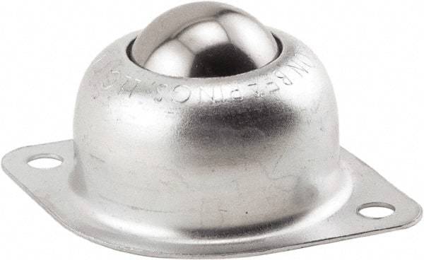Hudson Bearing - 1 Inch Diameter, Oval, Stainless Steel Ball Transfer - 1.1875 Inch Mount Height, 75 Lb. Capacity - Americas Industrial Supply
