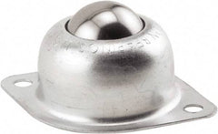 Hudson Bearing - 1 Inch Diameter, Oval, Stainless Steel Ball Transfer - 1.1875 Inch Mount Height, 75 Lb. Capacity - Americas Industrial Supply