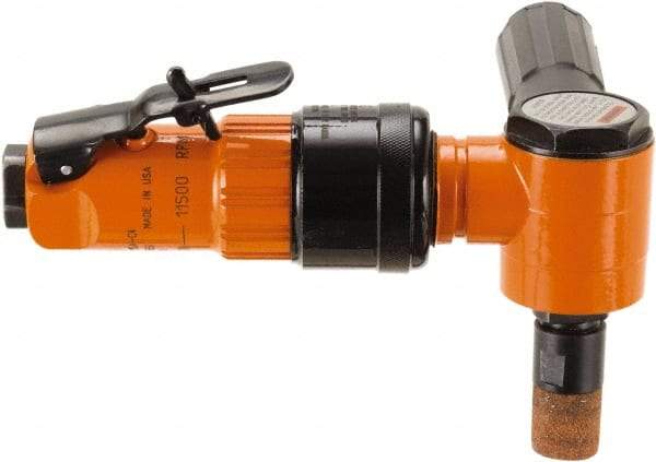 Dotco - 6mm Collet, Angle Handle, Air Angle Die Grinder - 25,000 RPM, Front Exhaust, 30 CFM, 0.6 hp, 90 psi, 6.3mm Inlet - Americas Industrial Supply