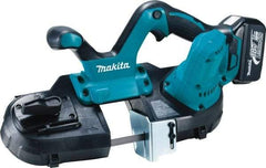 Makita - 18 Volt, 18-1/2" Blade, 630 SFPM Cordless Portable Bandsaw - 2-1/2" (Round) & 2-1/2 x 2-1/2" (Rectangle) Cutting Capacity, Lithium-Ion Battery Included - Americas Industrial Supply