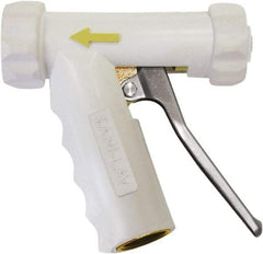 SANI-LAV - 3/4" Pipe, Insulated, Grade C-36000 Brass Adjustable Spray Pattern Nozzle - White, 3/4 GHT Connection, 7 Gal per min at 100 psi, 3/4 GHT, 3/4" Orifice Diam, For Use With Water - Americas Industrial Supply