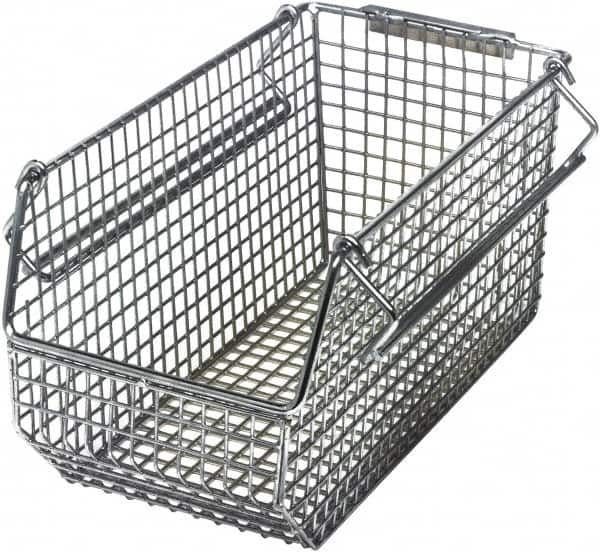Quantum Storage - 175 Lb. Load Capacity, 10-3/4" Deep, Chrome Hopper Stacking Bin - 5" High x 5-1/2" Wide x 10-3/4" Long - Americas Industrial Supply