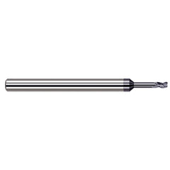 Corner Radius End Mill: 0.031″ Dia, 3/64″ LOC, 0.005″ Radius, 3 Flutes, Solid Carbide 2-1/2″ OAL, 1/8″ Shank Dia, 34 ° Helix, AlTiN Coated, Corner Radius End