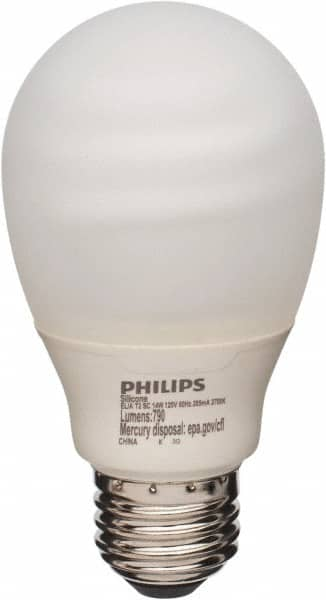 Philips - 14 Watt Fluorescent Residential/Office Medium Screw Lamp - 2,700°K Color Temp, 800 Lumens, 120 Volts, Twister, 8,000 hr Avg Life - Americas Industrial Supply