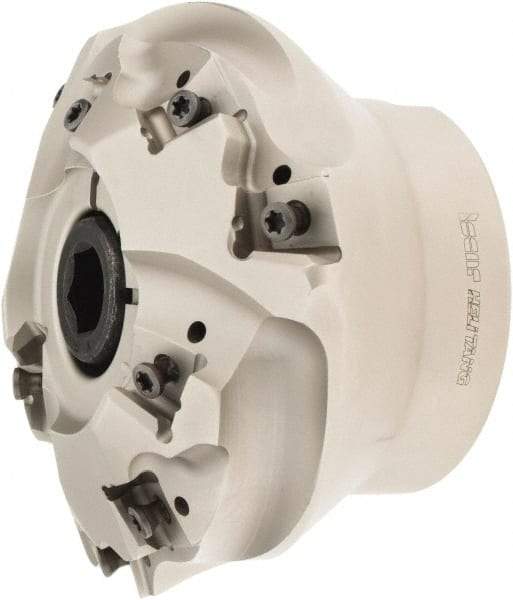 Iscar - 4.252" Cut Diam, 1-1/4" Arbor Hole, 0.637" Max Depth of Cut, 30° Indexable Chamfer & Angle Face Mill - 9 Inserts, T490 LN.. 1306.. Insert, Right Hand Cut, 9 Flutes, Through Coolant, Series Helitang - Americas Industrial Supply