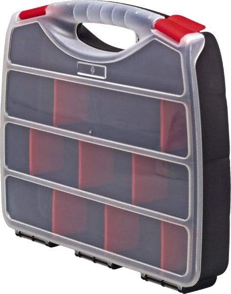 Quantum Storage - 12-1/2" Wide x 3" High x 10" Deep, Double Sided Small Parts Organizer - Polypropylene Frame, 30 Compartments - Americas Industrial Supply
