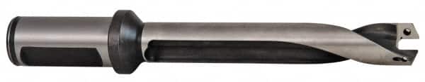 Allied Machine and Engineering - Series 16, 0.6299 to 0.6692" Diam, 3/4" Diam Straight Shank with Flange, Helical Flute Spade Drill - 3-23/64" Max Depth, 4-35/64" Body Length, 6-37/64" OAL, Standard Length - Americas Industrial Supply