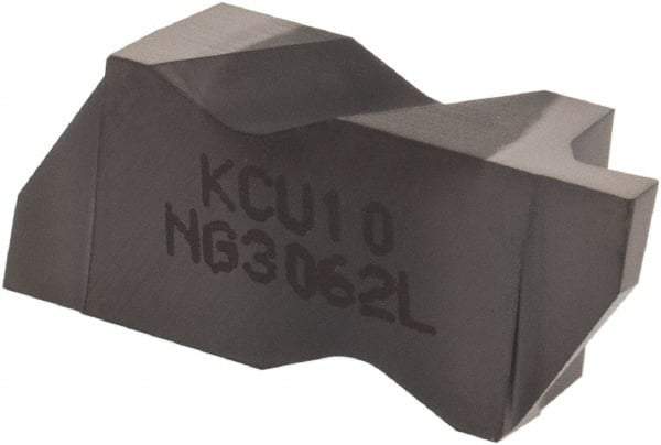 Kennametal - 3062NG Grade KCU10, 1.58mm Cutting Width Carbide Grooving Insert - 2.39mm Max Depth of Cut, Left Hand, 0.19mm Corner Radius, AlTiN Finish - Americas Industrial Supply
