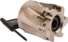 Seco - 6 Inserts, 1-1/2" Cut Diam, 3/4" Arbor Diam, 0.354" Max Depth of Cut, Indexable Square-Shoulder Face Mill - 0° Lead Angle, 1.575" High, XO.X 10T3.. Insert Compatibility, Through Coolant, Series Turbo 10 - Americas Industrial Supply