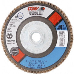 Camel Grinding Wheels - 80 Grit, 5" Disc Diam, 7/8" Center Hole, Type 29 Aluminum Oxide Flap Disc - 12,200 Max RPM, Polyester Backing, Arbor Attaching System, Coated - Americas Industrial Supply