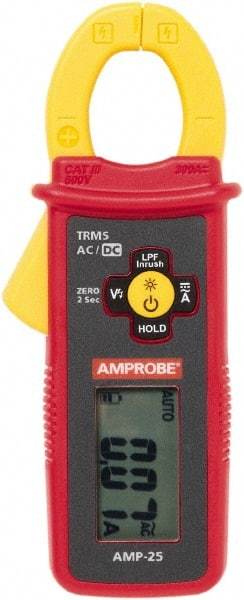 Amprobe - AMP-25, CAT III, Digital True RMS Clamp Meter with 0.9843" Clamp On Jaws - 300 AC/DC Amps, Measures Current - Americas Industrial Supply