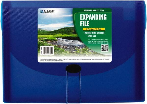 C-LINE - 13 x 9-1/4 x 1-5/8", Letter Size, Blue, Expandable File Folders with Top Tab Pocket - Has Index Tabs, 1 per Box - Americas Industrial Supply