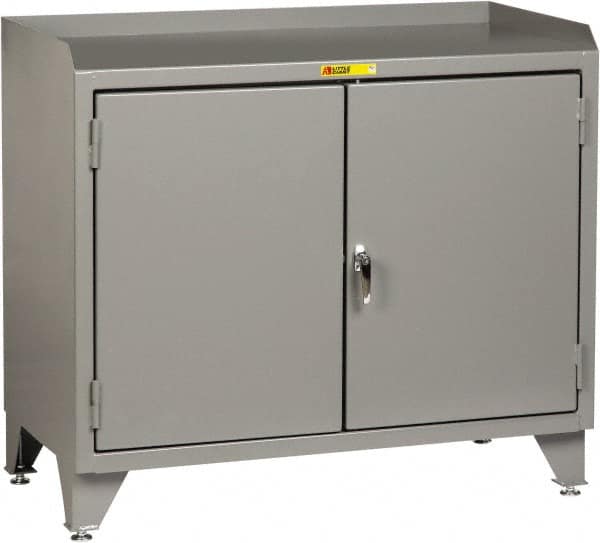 Little Giant - 48 Wide x 24" Deep x 43" High, 12 Gauge Steel Workstation - Fixed Legs With Adjustable Height Glides, Gray - Americas Industrial Supply
