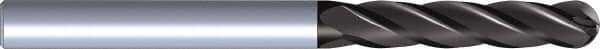 Kennametal - 5/8" Diam, 1-1/4" LOC, 4 Flute Solid Carbide Ball End Mill - TiAlN Finish, Single End, 3-1/2" OAL, 5/8" Shank Diam - Americas Industrial Supply