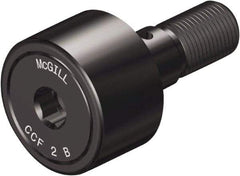 McGill - 1-1/4" Roller Diam x 3/4" Width, 1/2" Stud Diam x 1-1/4" Length, Crowned Sealed Stud Cam Follower with Hex - Steel, 5/8" Thread Length, 1/2-20 Thread, 2.03" OAL, 3,930 Lb Dynamic Cap, 4,250 Lb Static Cap - Americas Industrial Supply