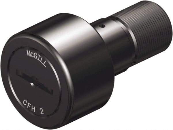 McGill - 1-3/8" Roller Diam x 3/4" Width, 1/2" Stud Diam x 1-1/4" Length, Heavy Stud Cam Follower - Steel, 5/8" Thread Length, 3/4-16 Thread, 2.03" OAL, 3,930 Lb Dynamic Cap, 8,500 Lb Static Cap - Americas Industrial Supply