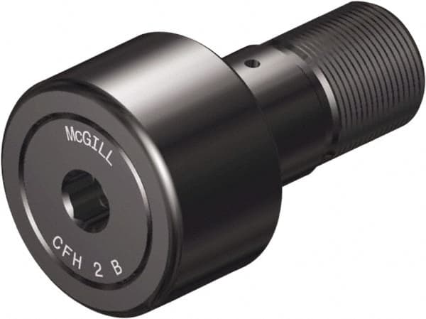 McGill - 2-1/2" Roller Diam x 1-1/2" Width, 1" Stud Diam x 2-1/4" Length, Sealed Heavy Stud Cam Follower with Hex - Steel, 1-1/8" Thread Length, 1-1/4-12 Thread, 3.78" OAL, 11,720 Lb Dynamic Cap, 32,900 Lb Static Cap - Americas Industrial Supply