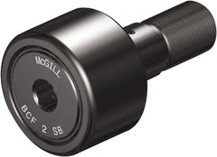 McGill - 1-1/2" Roller Diam x 7/8" Width, 5/8" Stud Diam x 1-1/2" Length, Sealed Self Lubricating Stud Cam Follower with Nonmetallic Bushing and Hex - Steel, 3/4" Thread Length, 5/8-18 Thread, 2.41" OAL - Americas Industrial Supply