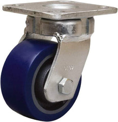 Hamilton - 4" Diam x 2" Wide x 5-5/8" OAH Top Plate Mount Swivel Caster - Polyurethane Mold onto Cast Iron Center, 600 Lb Capacity, Sealed Precision Ball Bearing, 4 x 4-1/2" Plate - Americas Industrial Supply
