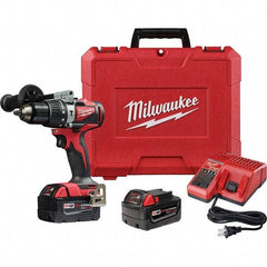 Milwaukee Tool - 18 Volt 1/2" Metal Ratcheting Chuck Cordless Hammer Drill - 0 to 28,800 BPM, 0 to 1,800 RPM, Reversible - Americas Industrial Supply