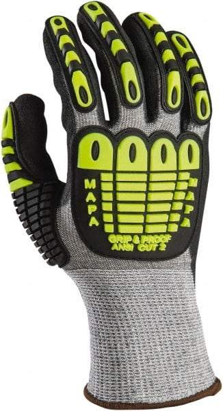 MAPA Professional - Size 2XL (11), ANSI Cut Lvl 2, Puncture Lvl 2, Abrasion Lvl 4, Nitrile Coated Cut Resistant Gloves - Palm Coated, HDPE Lining, Knit Wrist, Gray, Paired - Americas Industrial Supply