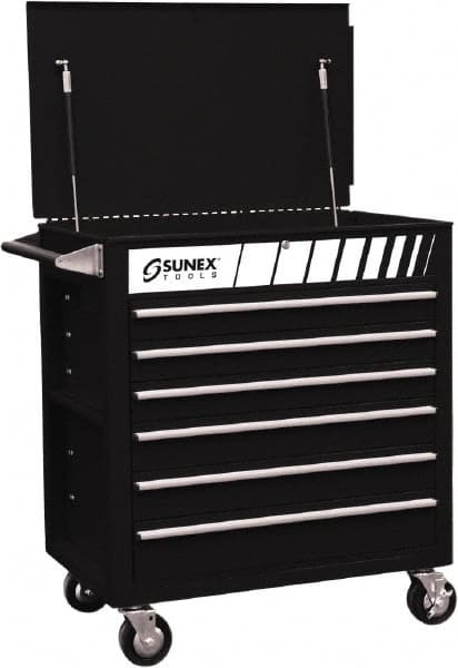 Sunex Tools - 600 Lb Capacity, 34-1/2" Wide x 20" Long x 39-1/2" High Service Cart - 6 Shelf, Steel, Heavy-Duty Casters - Americas Industrial Supply