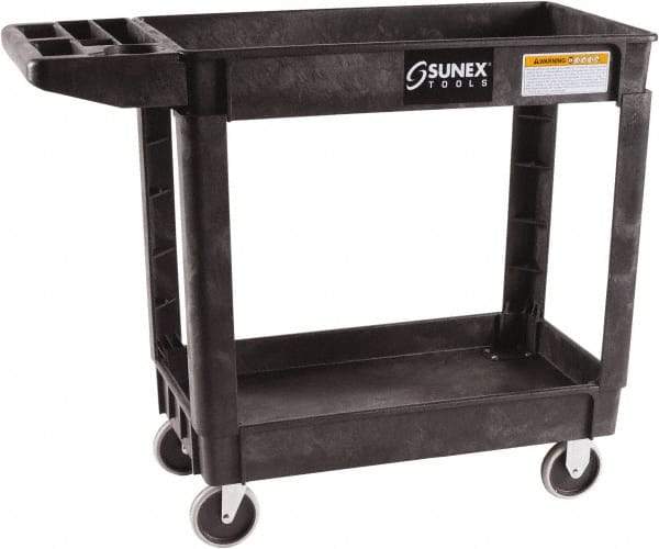 Sunex Tools - 500 Lb Capacity, 18" Wide x 41" Long x 33-1/2" High Standard Utility Cart - 2 Shelf, Plastic, Hard Rubber Casters - Americas Industrial Supply
