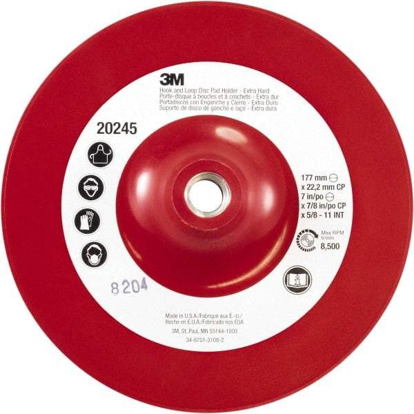 3M - 7" Diam Hook & Loop Disc Backing Pad - Extra Hard Density, 8,500 RPM - Americas Industrial Supply